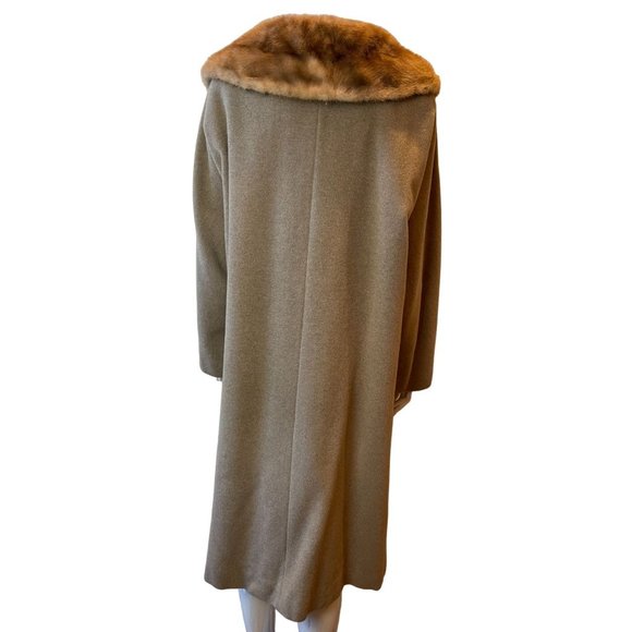 Famous Barr Vintage 1960 Womens Afghan Cashmere Coat Shagmoor Fur Collar Brown L - Picture 2 of 11